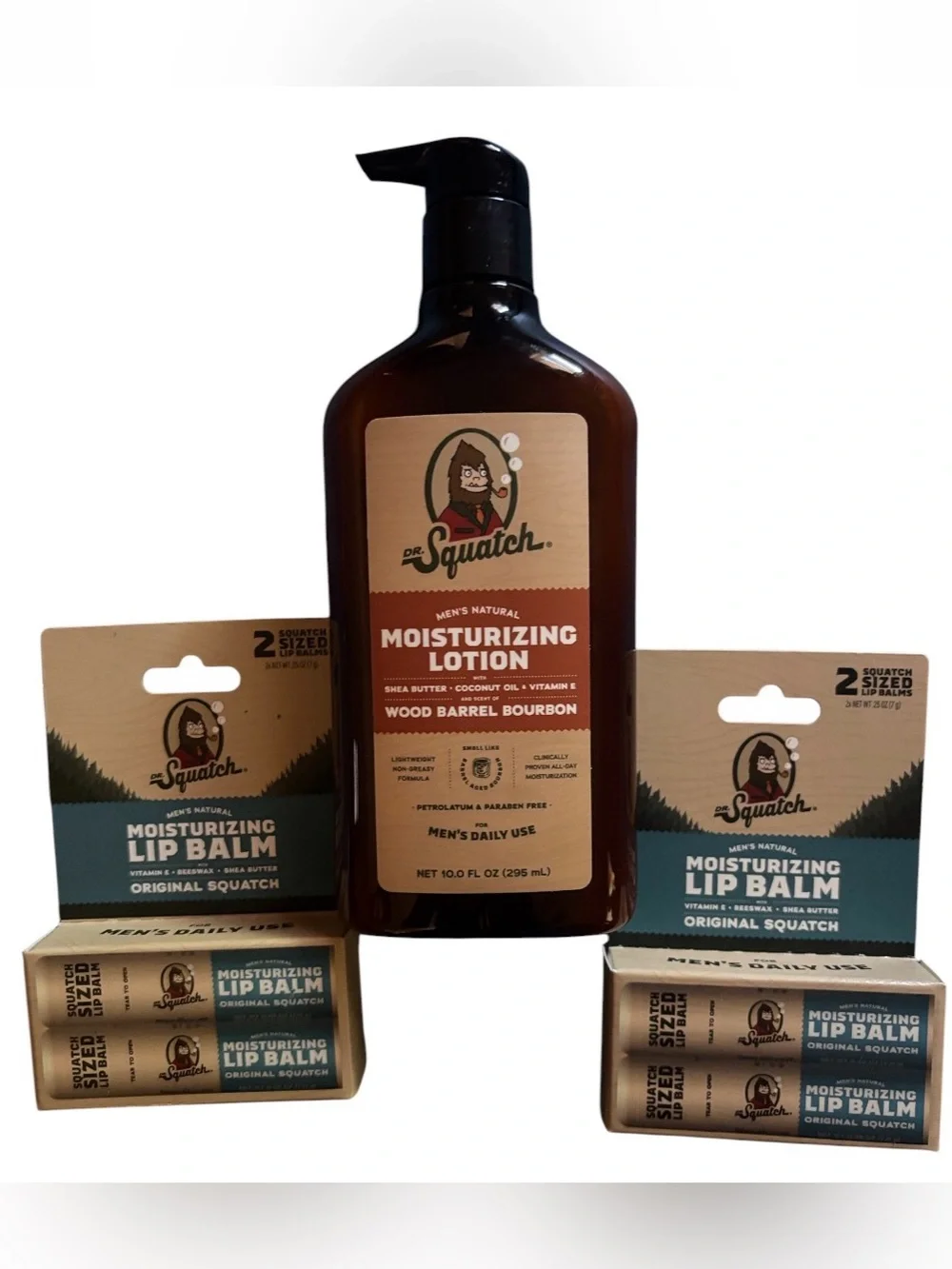 Dr. Squatch BUNDLE | Moisturizing Lotion Wood Barrel Bourbon Original Lip Balm